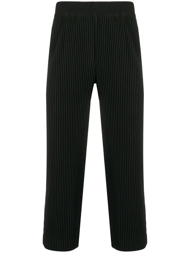 Homme Plissé Issey Miyake Cropped Slim Fit Trousers - Black