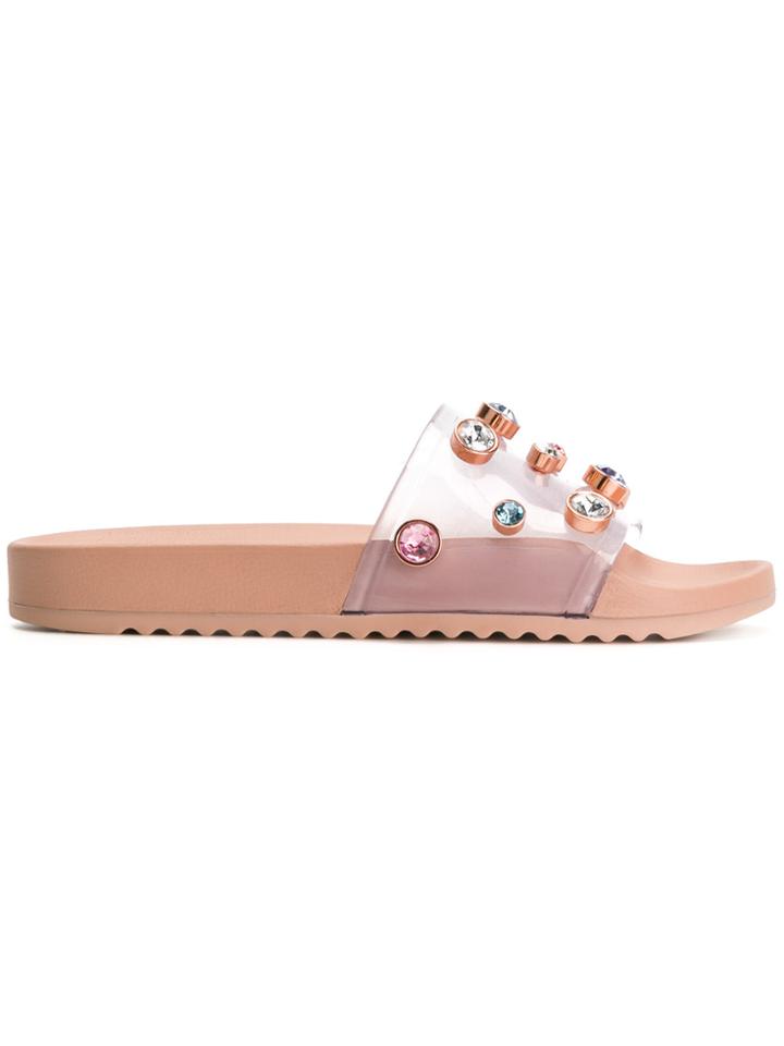 Sophia Webster Dina Crystal Slides - Nude & Neutrals
