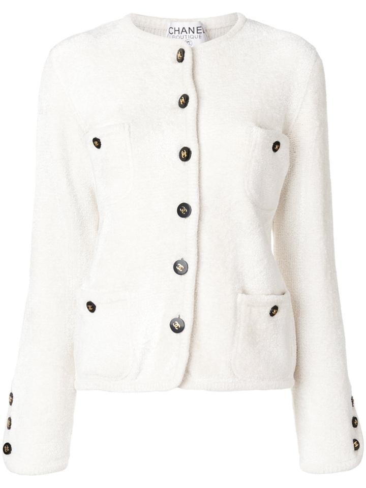 Chanel Vintage Softly Textured Collarless Jacket - White