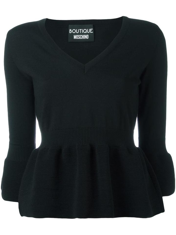 Boutique Moschino V-neck Jumper, Women's, Size: 42, Black, Virgin Wool