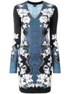 Just Cavalli Floral Print Fitted Dress - Black