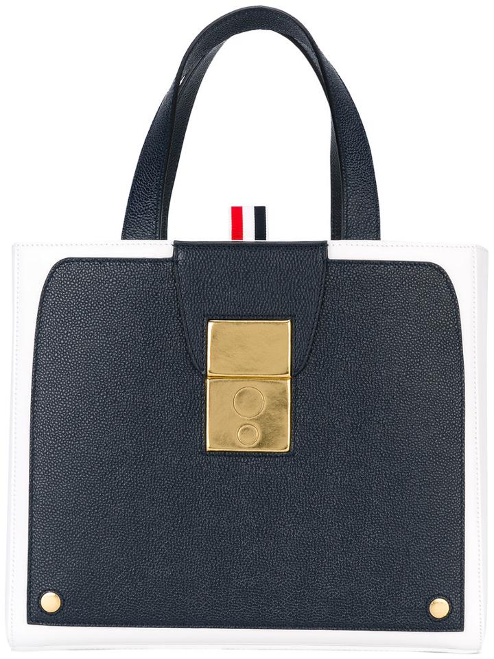 Thom Browne - Bicolour Tote - Women - Leather - One Size, Blue, Leather
