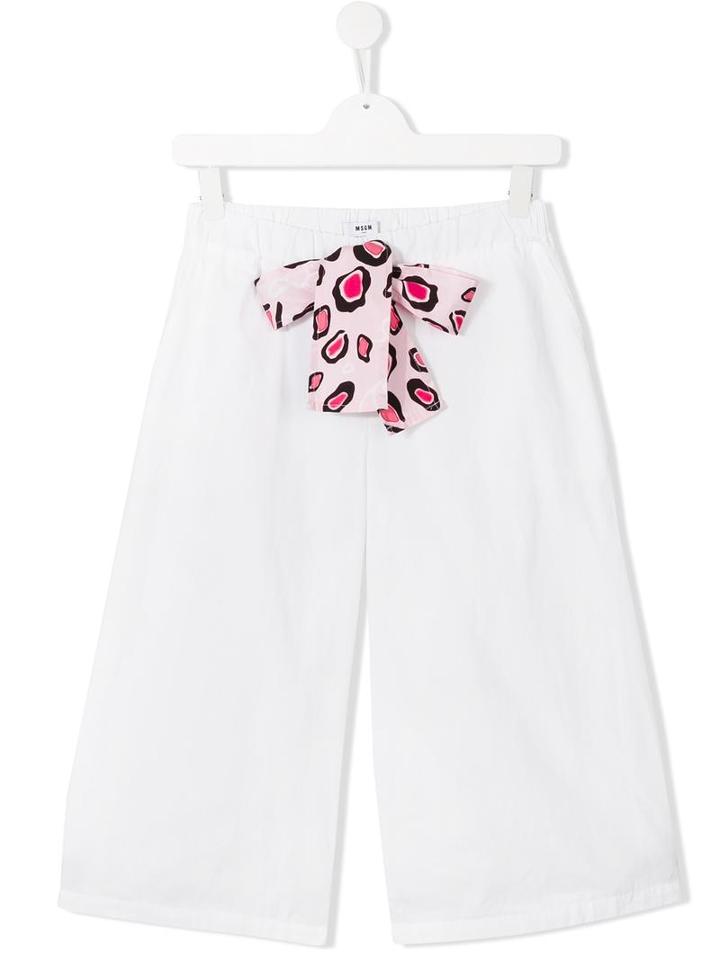 Msgm Kids Leopard Print Trousers, Girl's, Size: 14 Yrs, White