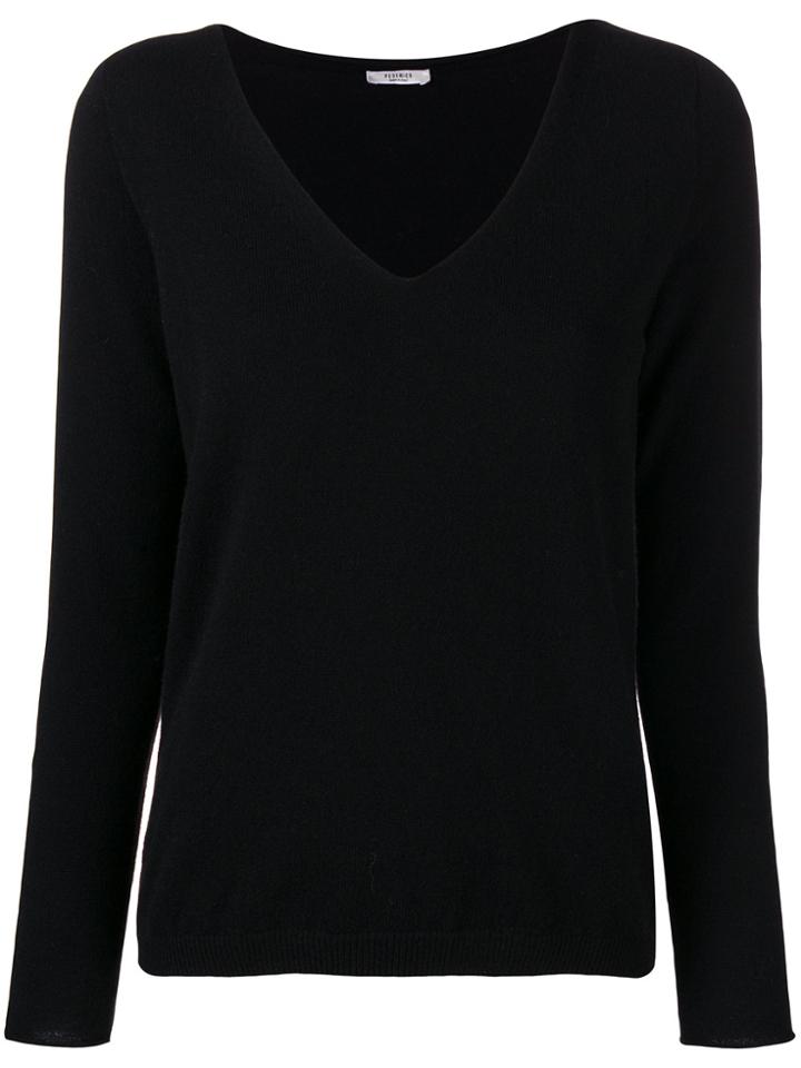 Peserico Cashmere V-neck Sweater - Black