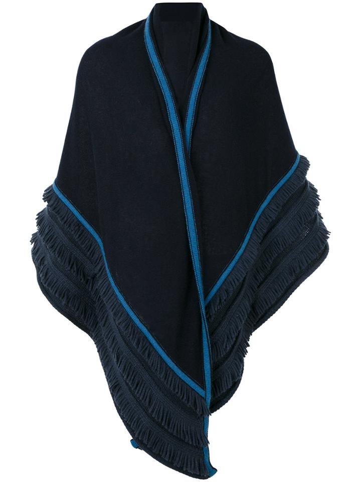 Antonia Zander Shawl With Fringe Detailing - Blue
