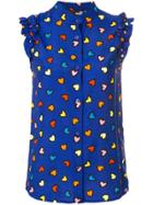 Love Moschino Heart Print Sleeveless Shirt - Blue