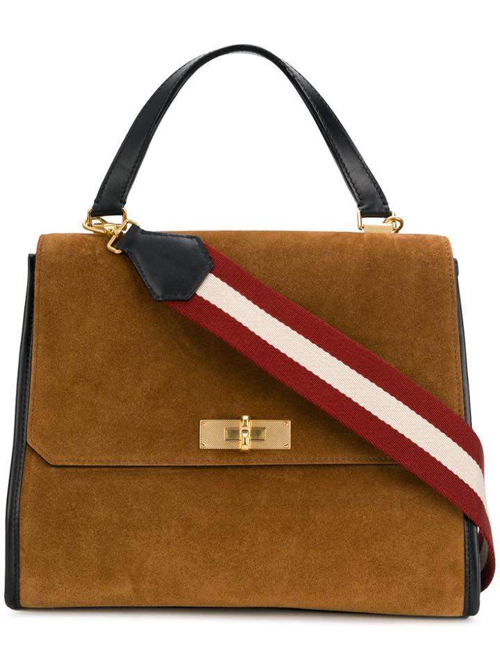 Bally Twist Lock Tote Bag - Brown