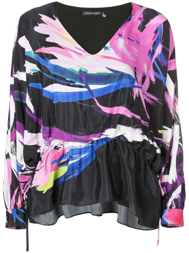 Josie Natori Prism Poet Sleeve Top - Black
