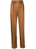 Cédric Charlier Tailored Silk Pants - Brown