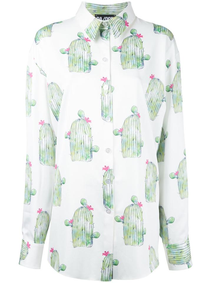 Dalood Cactus Print Shirt, Women's, Size: 36, White, Silk/polyester