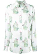 Dalood Cactus Print Shirt, Women's, Size: 36, White, Silk/polyester