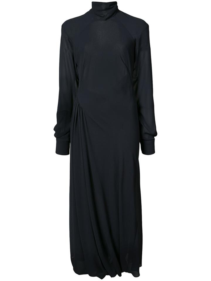 Victoria Beckham Long Sleeve Roll Neck Flowy Dress - Blue