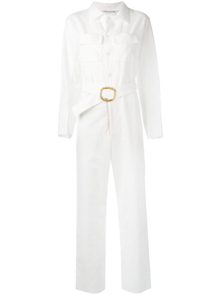 Cherevichkiotvichki - Belted Jumpsuit - Women - Cotton/ramie - M, White, Cotton/ramie