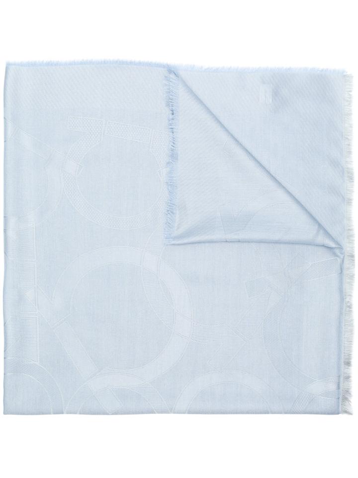 Salvatore Ferragamo Logo Print Shawl - Blue