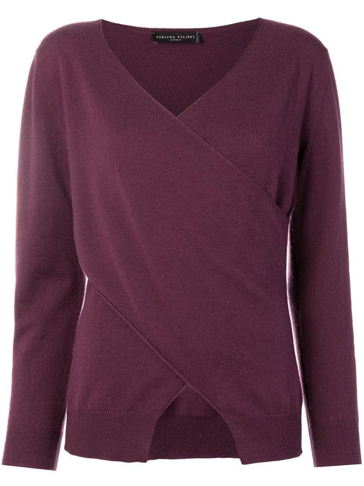 Fabiana Filippi Wrap-front Cashmere Sweater - Purple