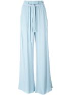Raquel Allegra Belted Palazzo Trousers, Women's, Size: 2, Blue, Rayon