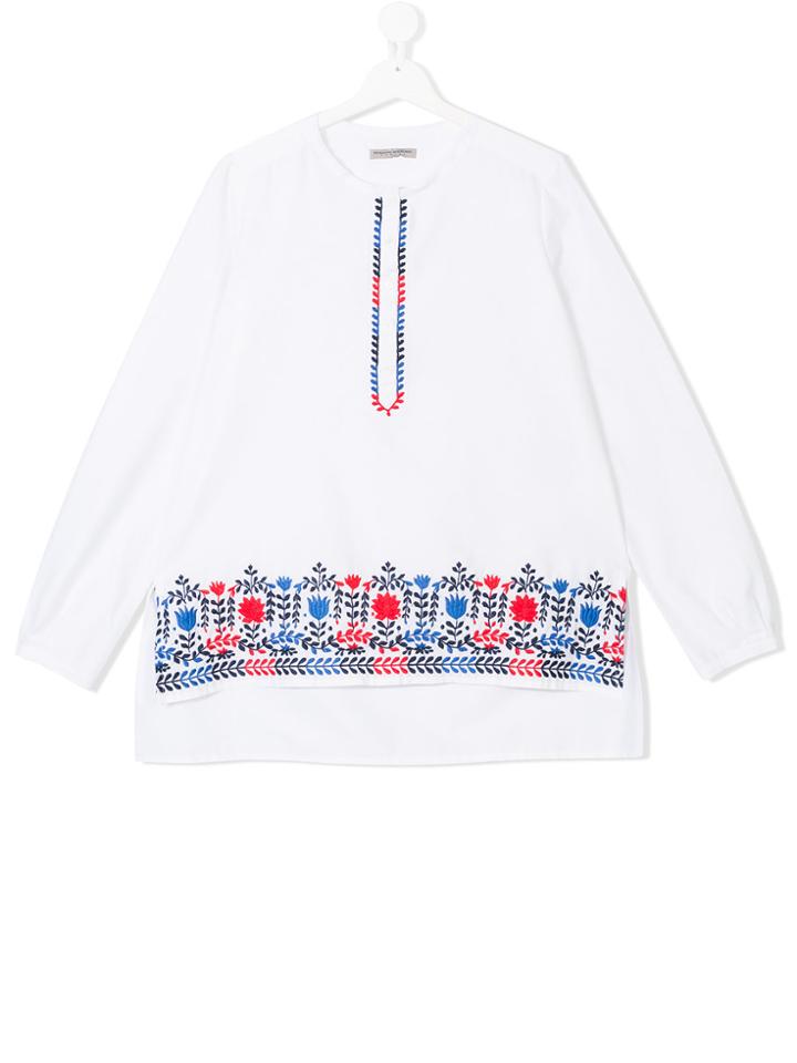 Ermanno Scervino Junior Teen Floral Embroidered Tunic - White