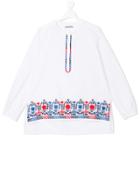 Ermanno Scervino Junior Teen Floral Embroidered Tunic - White