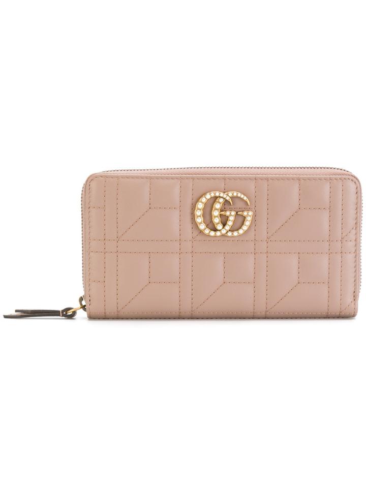 Gucci Logo Zip Purse - Brown