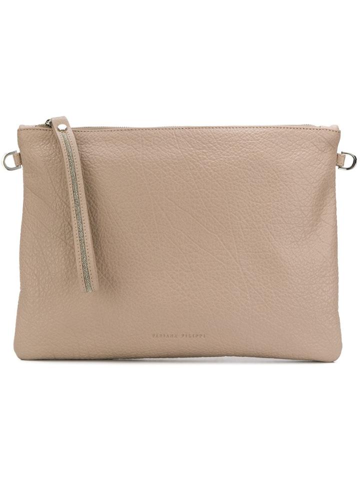 Fabiana Filippi Rhinestone Trim Zipped Clutch - Pink