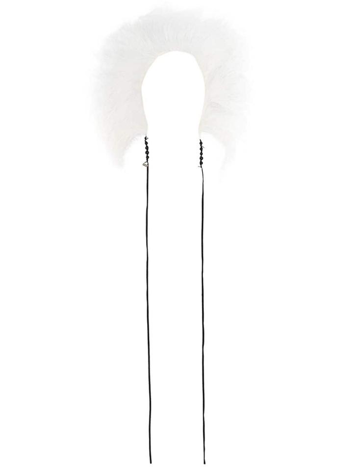 Ann Demeulemeester Feather Embellished Short Necklace - White