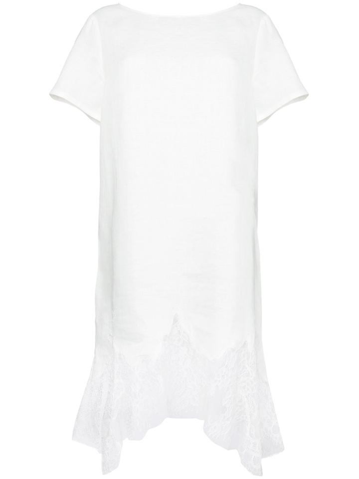 Ermanno Ermanno Lace Hem T-shirt Dress - White