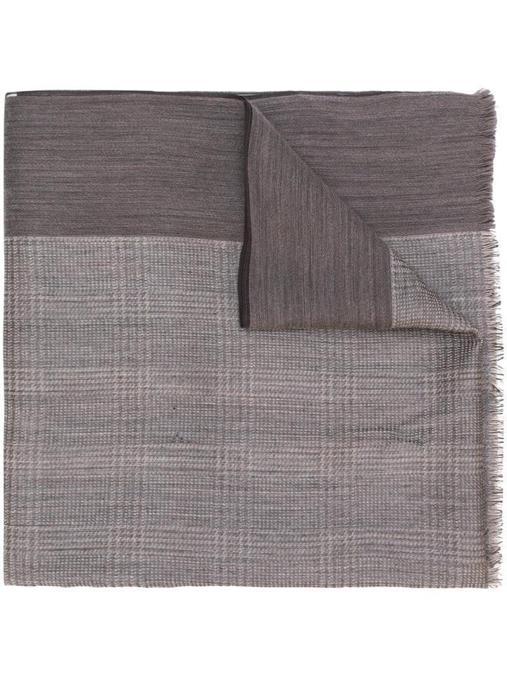 Canali - Frayed Edge Scarf - Men - Silk/viscose/wool - One Size, Brown, Silk/viscose/wool
