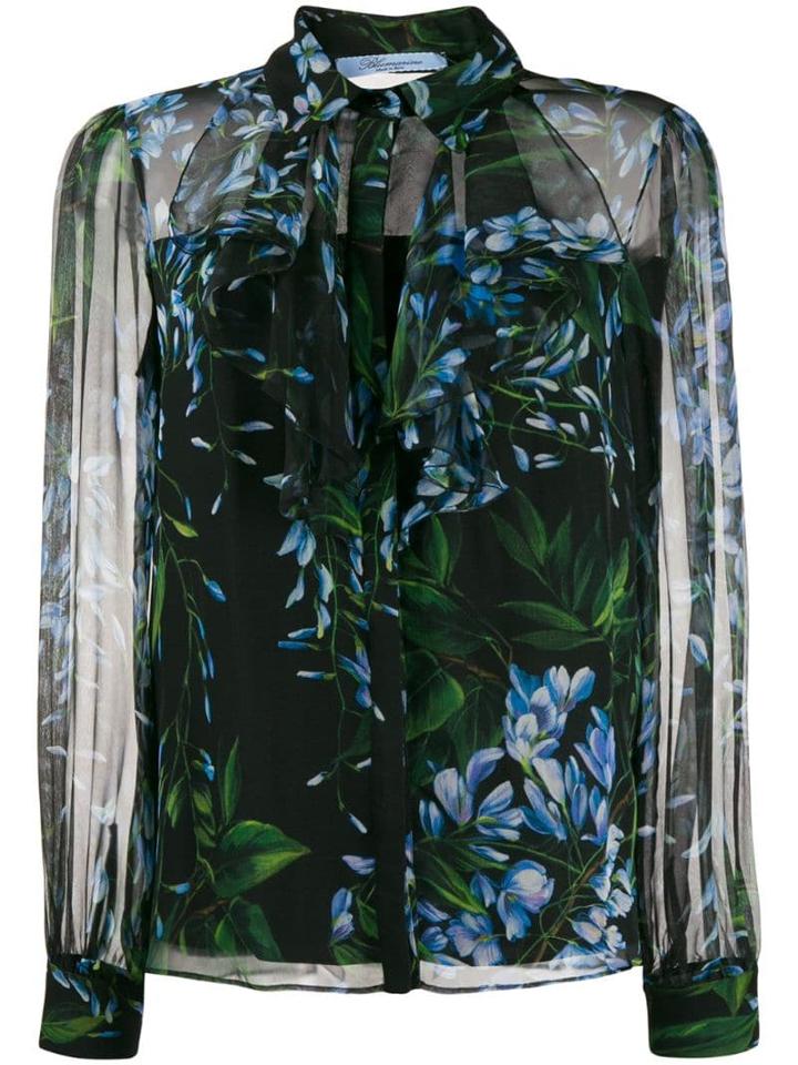 Blumarine Floral Print Shirt - Black