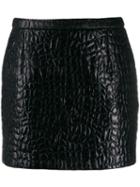 Saint Laurent Crocodile-effect Mini Skirt - Black