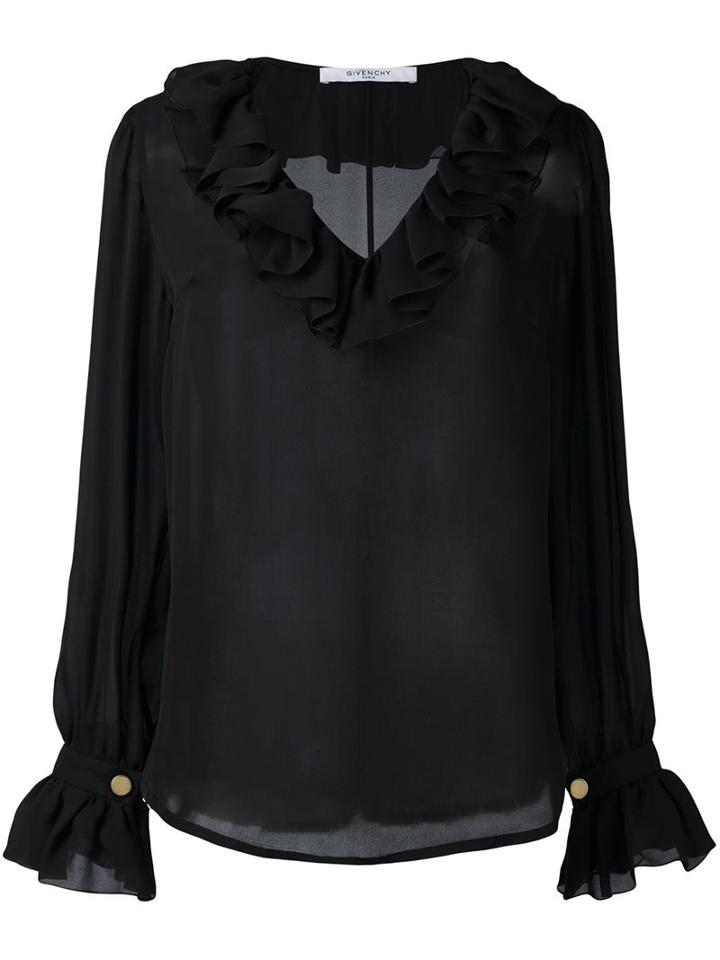 Givenchy Ruffle Trim Semi-sheer Blouse