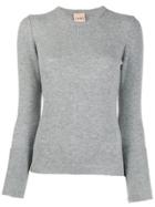 Nude Layered Sleeve Contrast Knit Sweater - Grey