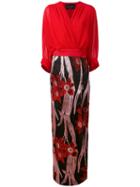 Christian Pellizzari Floral Jacquard Wrap Dress, Women's, Size: 40, Red, Acetate/silk/polyamide/metallized Polyamide