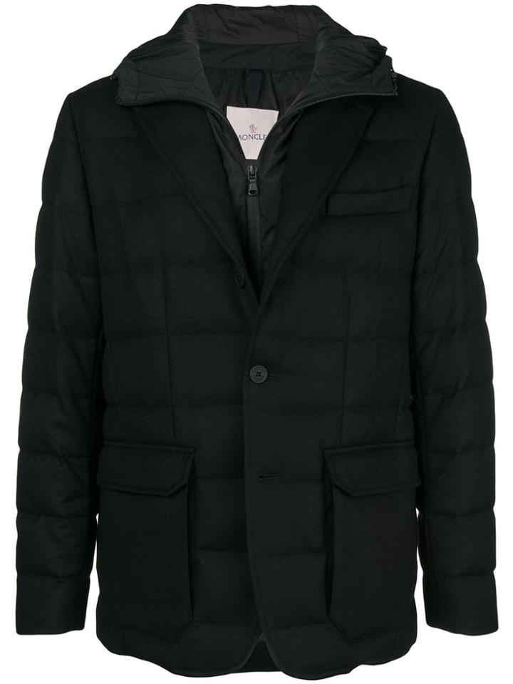 Moncler Hooded Padded Blazer - Black