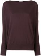 Zanone Boat Neck Jumper - Pink & Purple