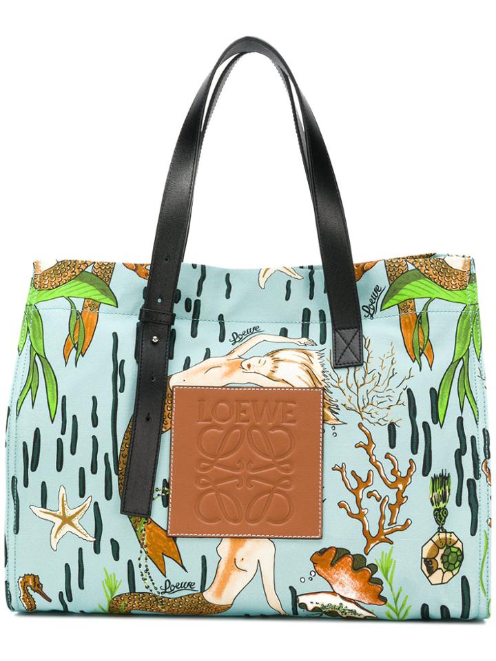 Loewe Mermaid Print Tote - Blue