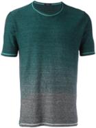 Roberto Collina Gradient T-shirt, Men's, Size: 50, Green, Cotton/linen/flax