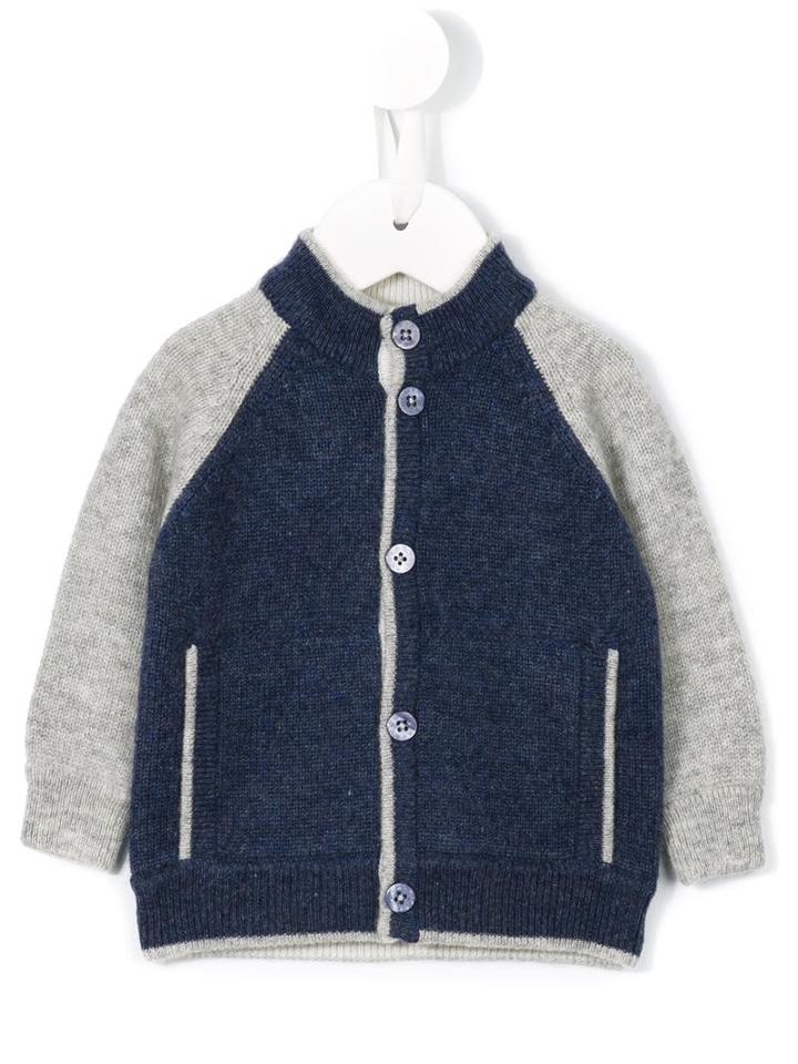 Cashmirino - Bicolour Buttoned Cardigan - Kids - Cashmere - 9 Mth, Blue
