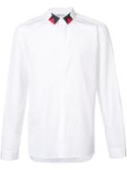 Neil Barrett Geometric Panel Collar Shirt, Men's, Size: Xs, White, Cotton
