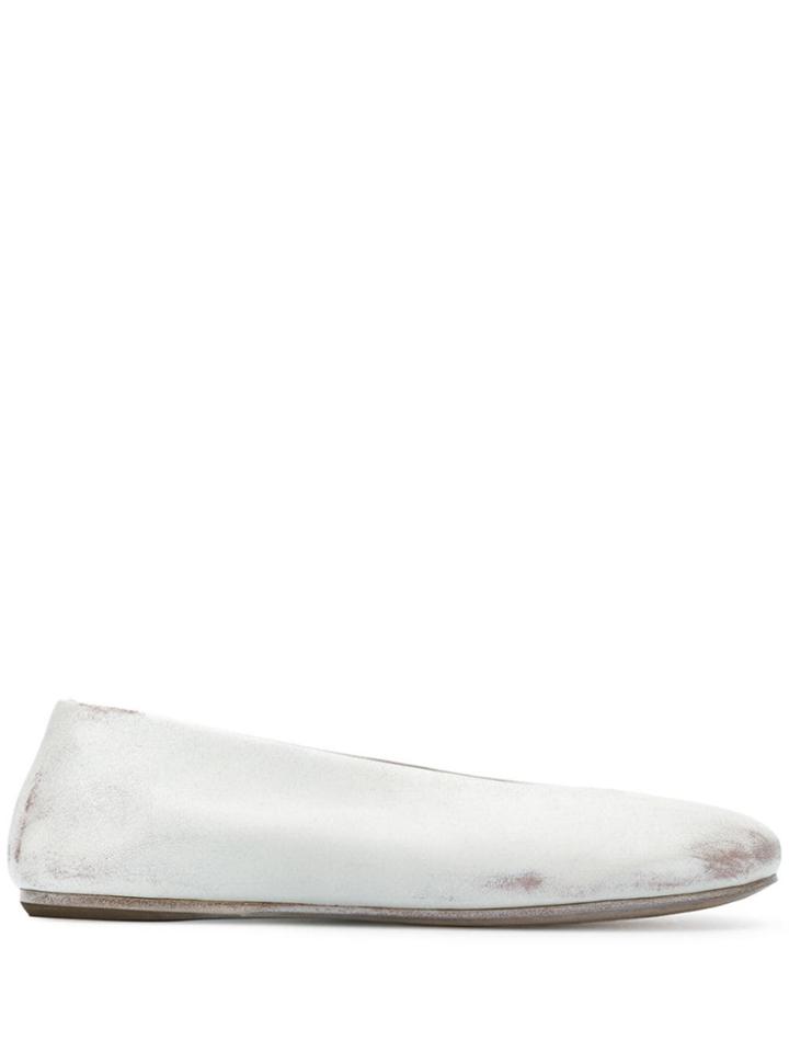 Marsèll Distressed-effect Ballerina Flats - White