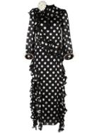 Gucci Ruffled Polka Dot Gown, Size: 40, Black, Silk/spandex/elastane/cotton