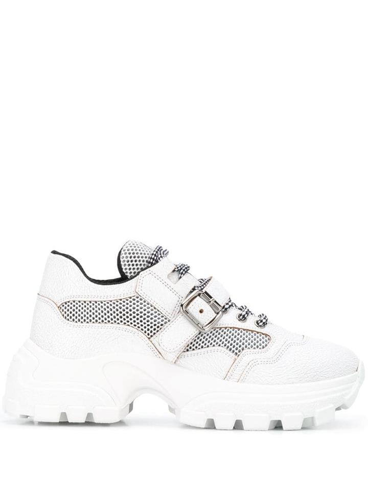 Miu Miu Chunky Sole Lace-up Sneakers - White