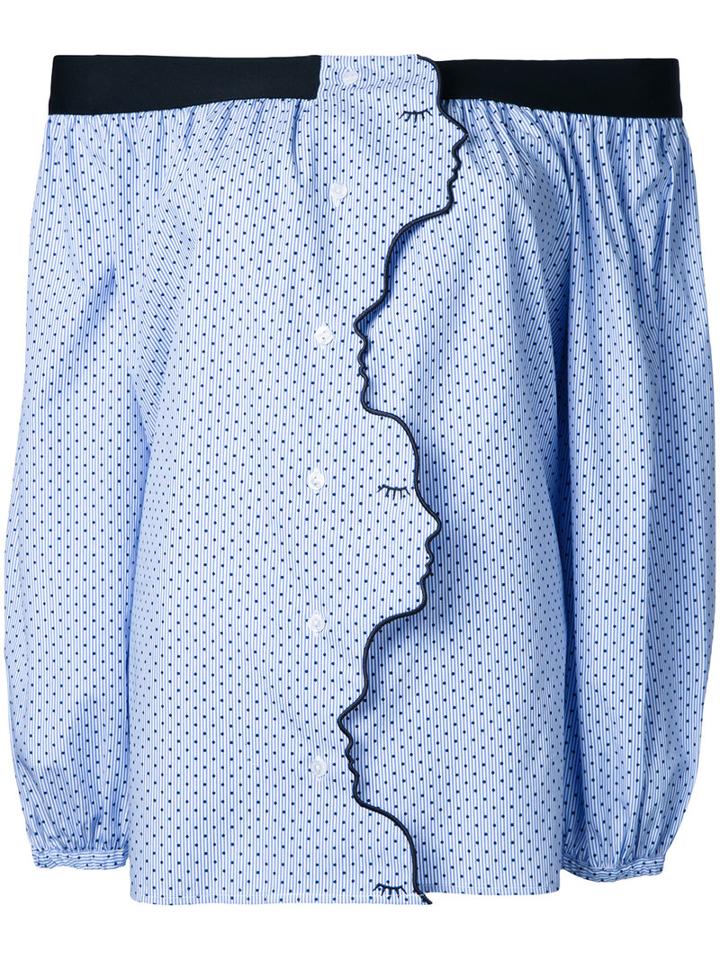 Vivetta Ruffled Trim Skirt, Size: 38, Blue, Cotton