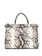 Casadei Snake-effect Chain-trim Tote - Grey