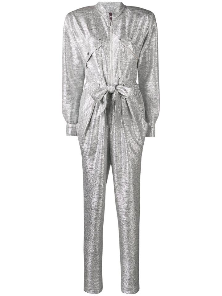 Talbot Runhof Metallic Jumpsuit - Silver