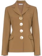 Rejina Pyo Fitted Wool Blazer With Oversized Buttons - Brown