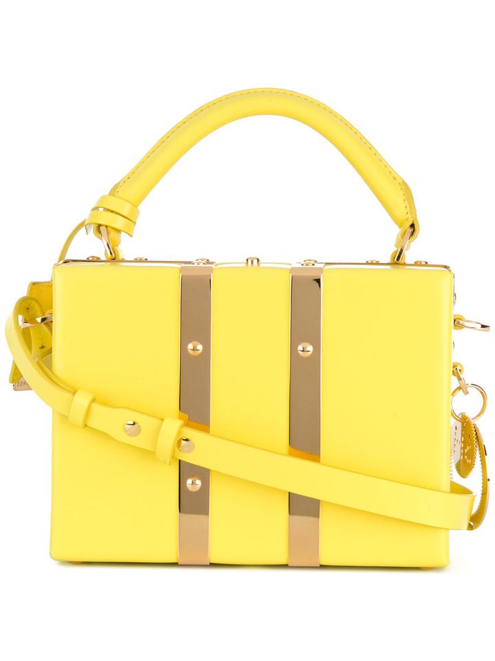 Sophie Hulme - Box Shoulder Bag - Women - Leather/metal - One Size, Yellow/orange, Leather/metal