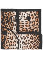 Moschino Leopard Print Logo Scarf - Black