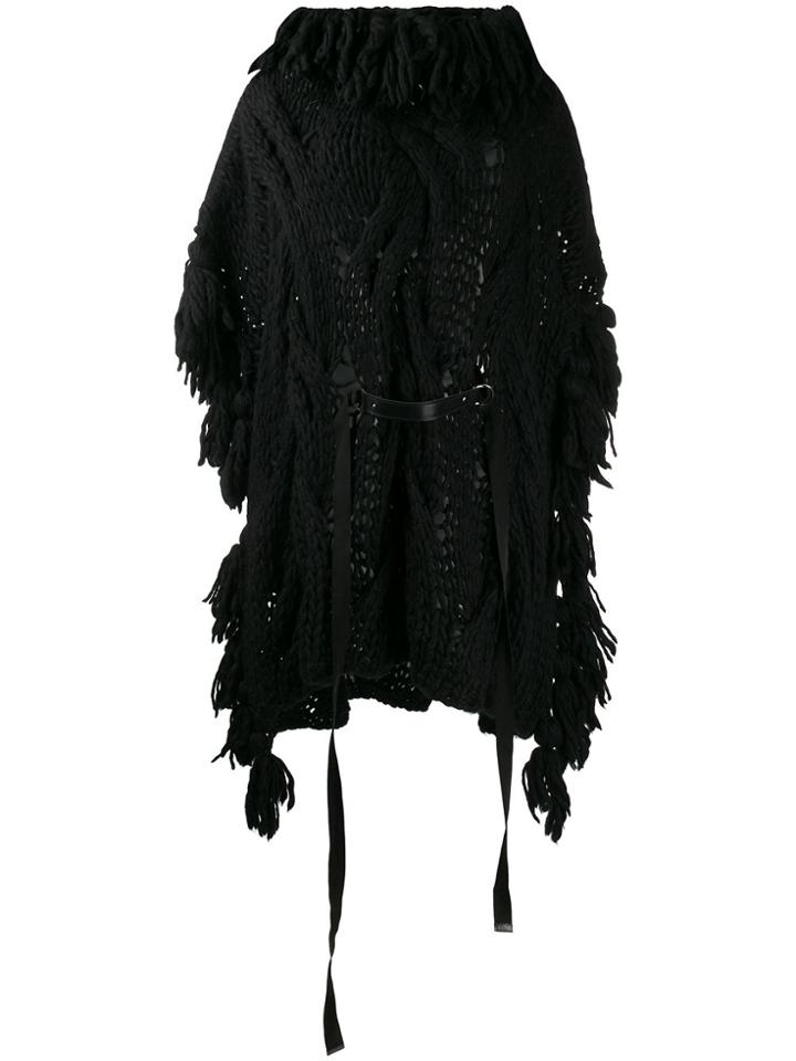 Di Liborio Long Chunky Knit Coat - Black
