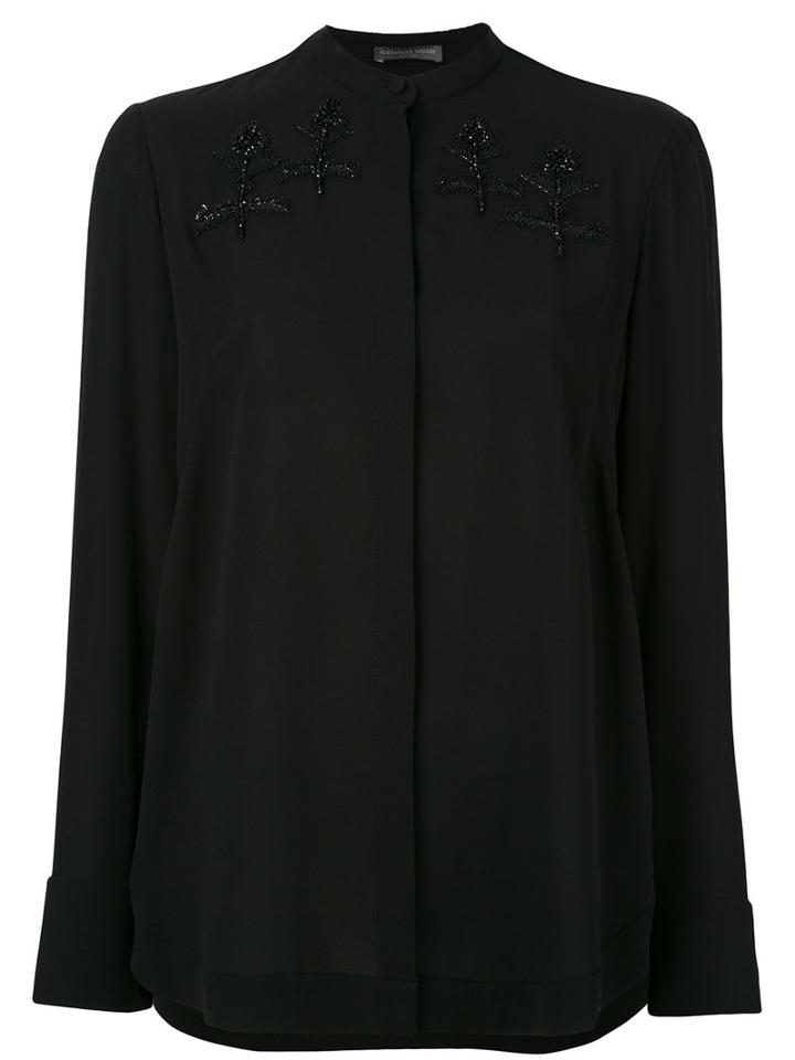 Alexander Mcqueen - Embroidered Blouse - Women - Silk - 40, Black, Silk