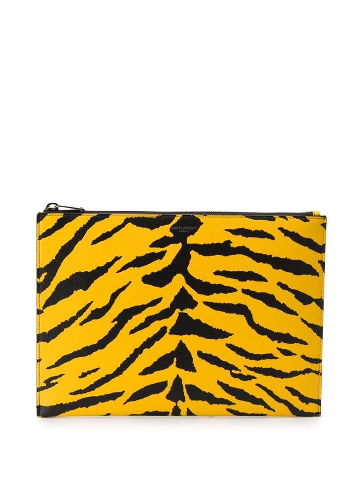 Saint Laurent Zebra Print Clutch - Yellow